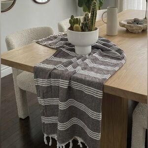 Brown and White Striped Turkish Towel